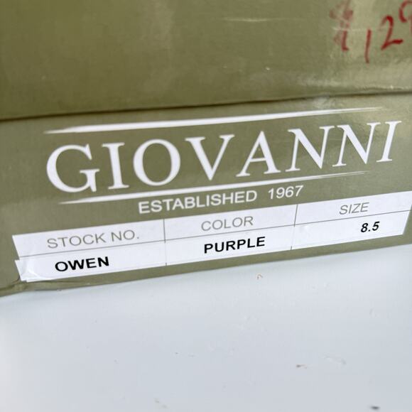 Mens‎ 8.5 Authentic Leather Lace Up Oxford Dress Shoes Purple Giovanni Owen - Picture 4 of 13